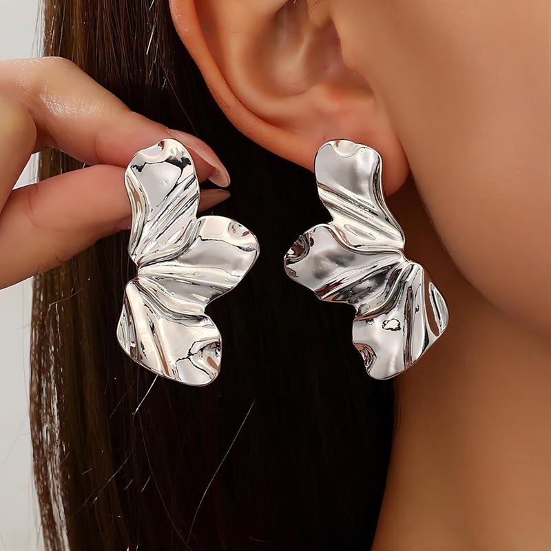 EXPHAIN Irregular Petal Earring For Women Stainless Steel Unique Statement Flower Dangle Earrings Trendy Jewelry Gift - Image 4